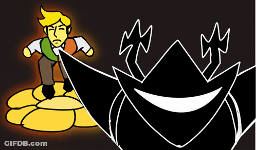 Man Standing On Gold Beside Black And White Face GIF