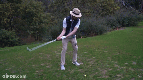 Man Standing On Golf Course Saying Hole In One GIF