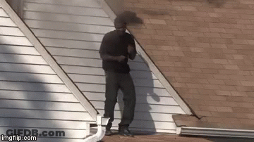 Man Standing On House Roof GIF