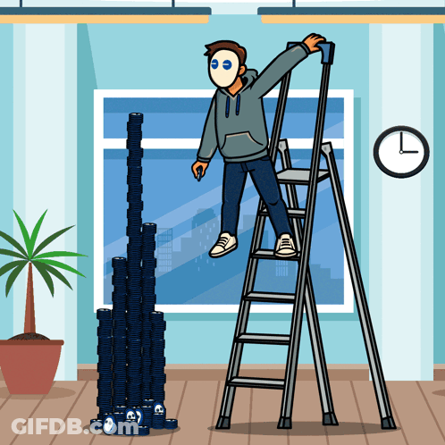 Man Standing On Ladder GIF