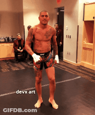 Man Standing On Mat With Devx Art GIF