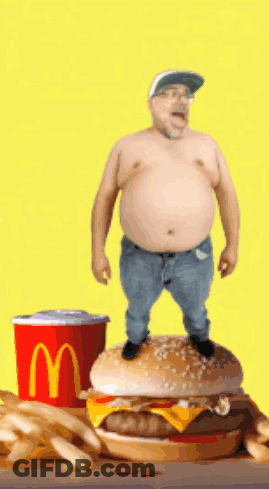 Man Standing On McDonald's Hamburger GIF