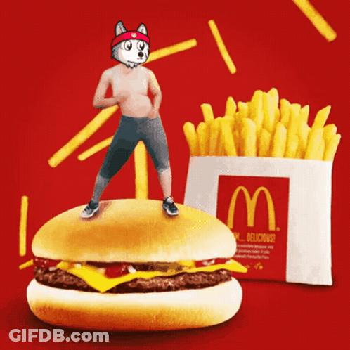 Man Standing On McDonald's Hamburger GIF
