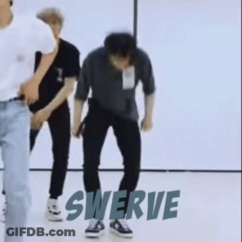 Man Standing On One Leg In Front Of Swerve GIF