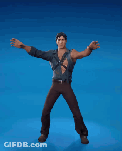 Man Standing On One Leg With Rainbow Sword GIF