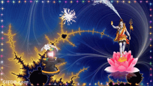Man Standing On Pink Lotus Flower GIF