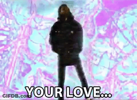 Man Standing On Purple Blue Background With Your Love GIF