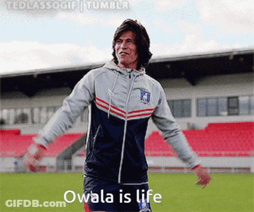 Man Standing On Soccer Field Owala Is Life GIF