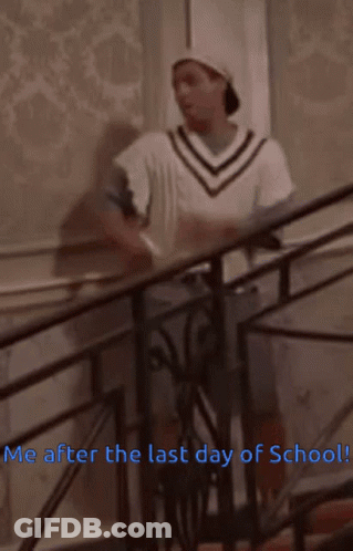 Man Standing On Stairs After School GIF