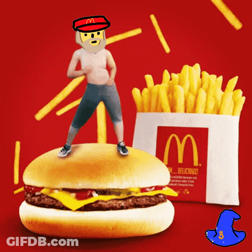Man Standing On Top Of McDonald's Burger GIF