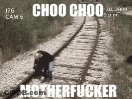 Man Standing On Train Tracks Saying Motherfucker GIF