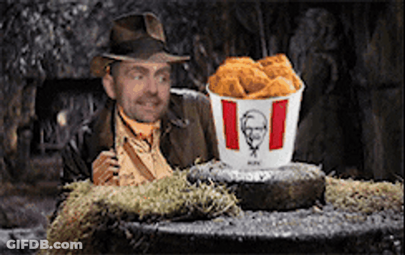 Man Staring At Kfc Fried Chicken Bucket GIF