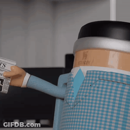 Man Statue Holding Newspaper TS GIF