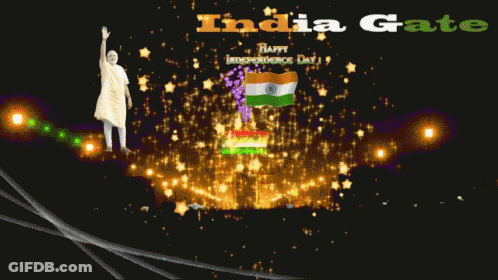 Man Statue In Front Of India Gate GIF