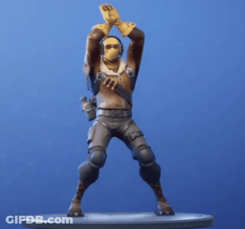 Man Statue Standing On One Leg With Surfboard GIF