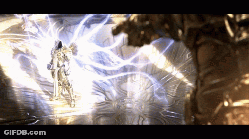 Man Statue With Light From Head GIF