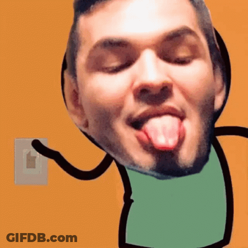 Man Sticking Tongue Out With Light Switch GIF