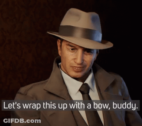 Man Suit Hat Let's Wrap Up Bow Buddy GIF