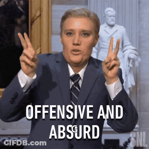 Man Suit Making Peace Sign Says Offensive Absurd GIF