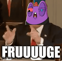 Man Suit Purple Cat On Head Fruuuuge GIF