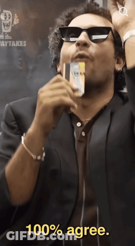 Man Suit Sunglasses Credit Card Mouth 100% Agree GIF