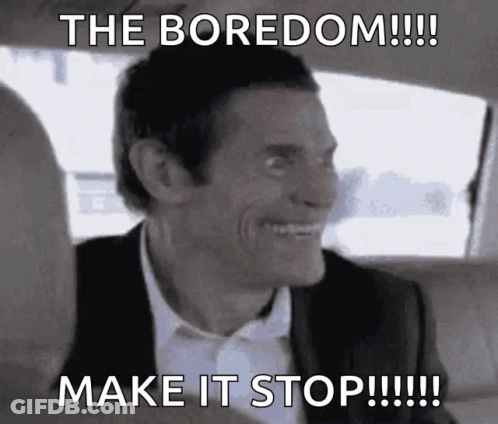 Man Suit Tie Smiling Boredom Make It Stop GIF
