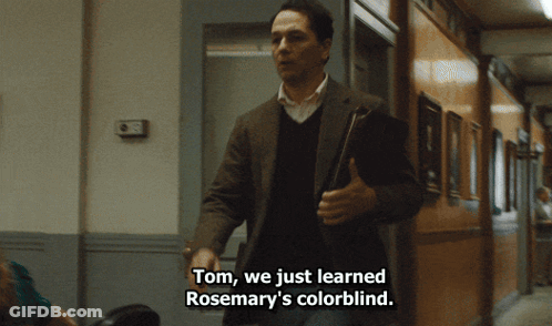 Man Suit Tom We Learned Rosemary's Color Blind GIF