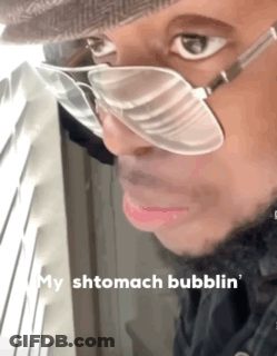 Man Sunglasses Hat Saying My Stomach Bubblin GIF