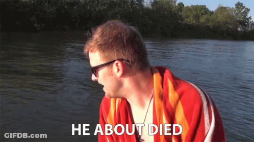 Man Sunglasses Red Towel Saying He About Died GIF