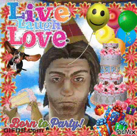 Man Surrounded By Balloons And Gifts GIF