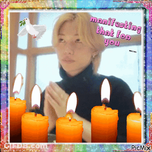 Man Surrounded By Candles Manifesting That For You GIF
