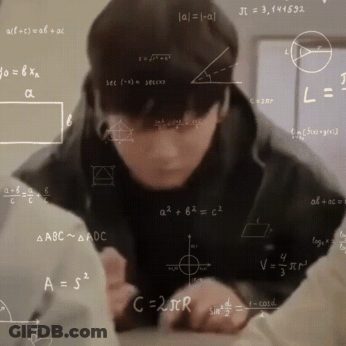 Man Surrounded By Equations A = S2 And C = 2Jr GIF