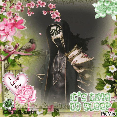 Man Surrounded By Flowers It's Time To Sleep GIF