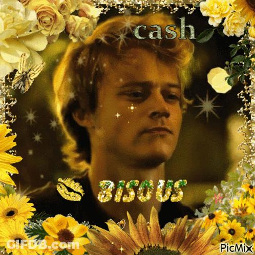 Man Surrounded By Flowers Saying Cash GIF