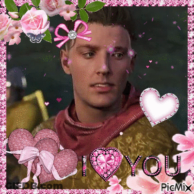 Man Surrounded By Hearts And Flowers I Love You GIF