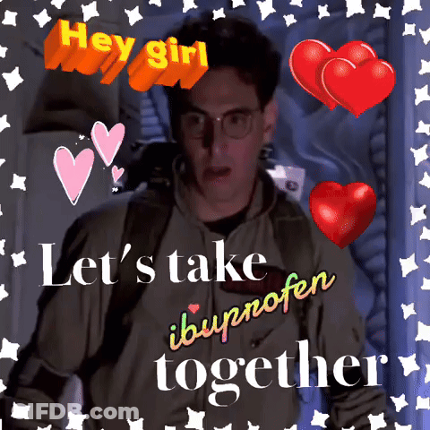 Man Surrounded By Hearts Hey Girl Let's Take Ibuprofen Together GIF