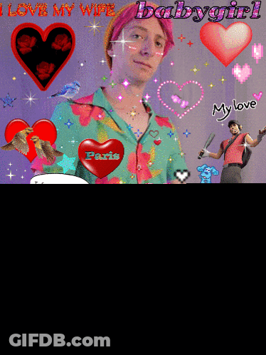 Man Surrounded By Hearts Saying I Love My Wife Babygirl GIF