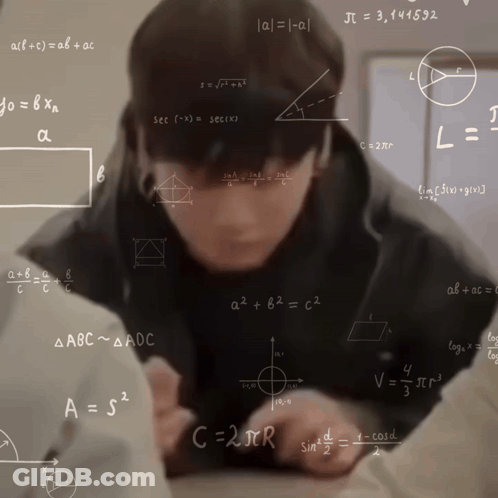 Man Surrounded By Mathematical Equations A = S2 And C = 2Jcr GIF