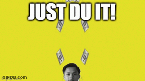 Man Surrounded By Money Saying Just Do It GIF