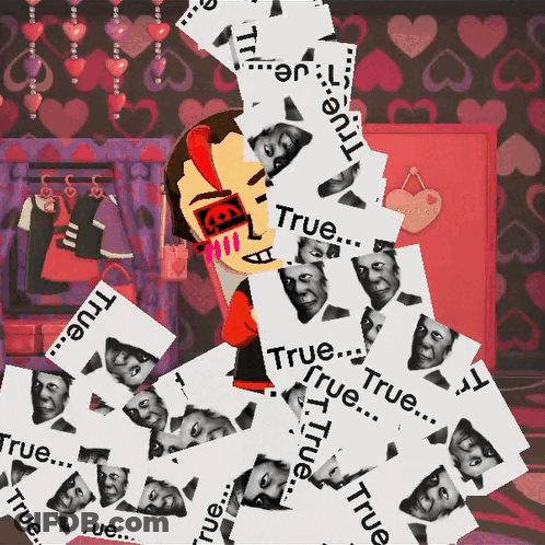 Man Surrounded By Pile Of Cards Saying True GIF