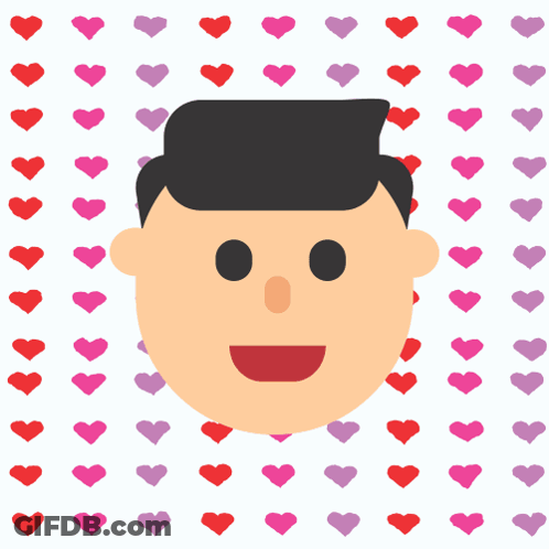 Man Surrounded By Pink And Purple Hearts Saying Boyfriend Day GIF