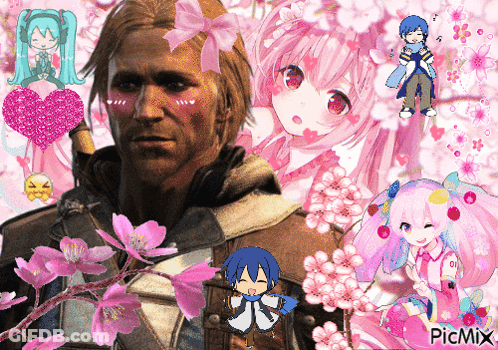 Man Surrounded By Pink Flowers GIF