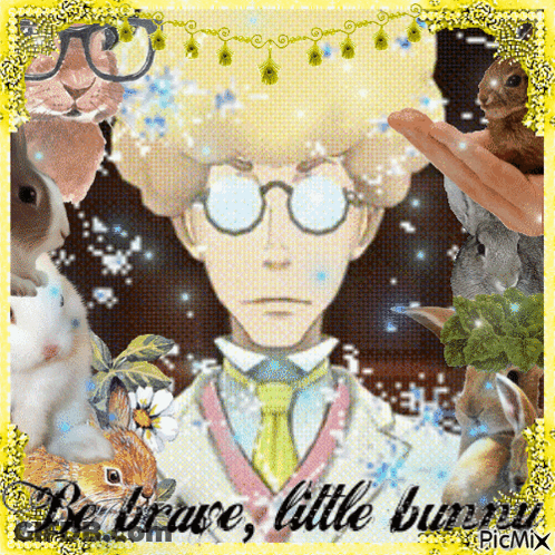 Man Surrounded By Rabbits Be Brave Little Bunny GIF