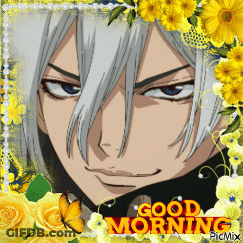 Man Surrounded By Yellow Flowers Says Good Morning Picmix GIF
