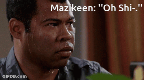 Man Sweating With Mazikeen Saying Oh Shi GIF