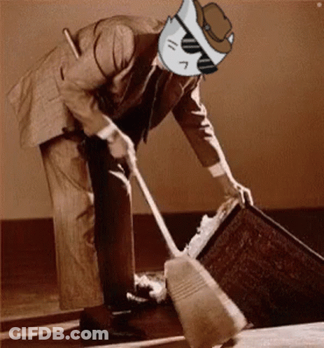 Man Sweeping Floor With Broom GIF