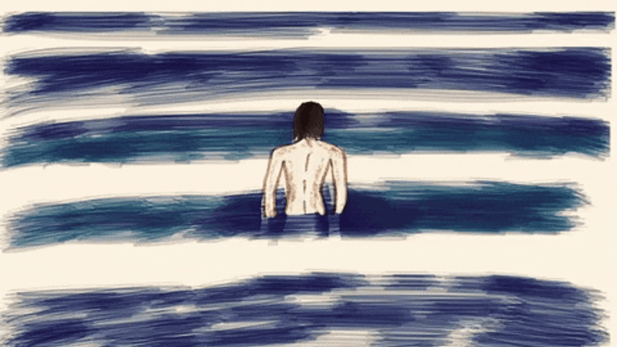 Man Swimming Ocean Waves GIF