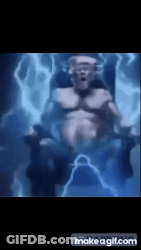 Man Swimming With Lightning Bolt From Mouth GIF