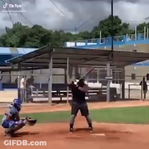 Man Swinging Baseball Bat GIF