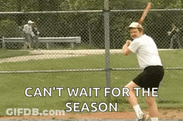 Man Swinging Baseball Bat Saying Can't Wait For The Season GIF